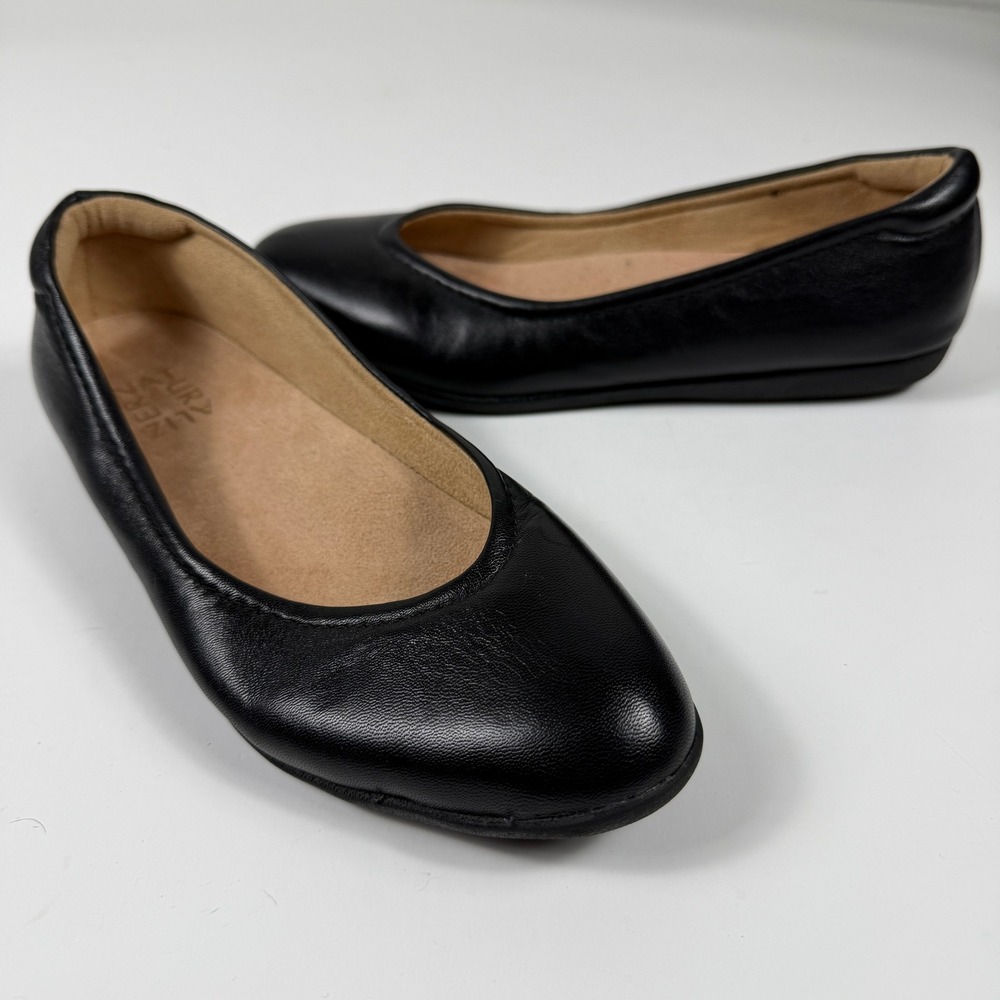 Naturalizer Vivienne Ballet Flats Women 7M Black Leather Classic Office Shoes